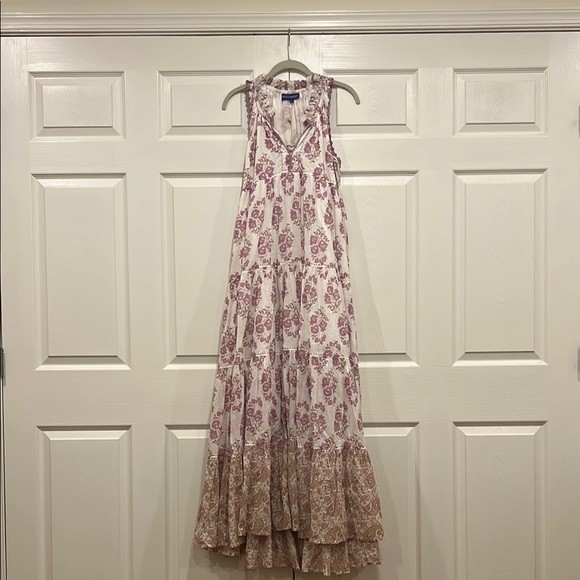 RO’S GARDEN Sofia Tiered Maxi Dress Pink White Floral Womens Size Medium - Picture 1 of 9